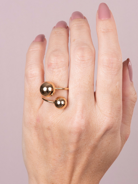 Anel Duas Bolas Lisas Regulável