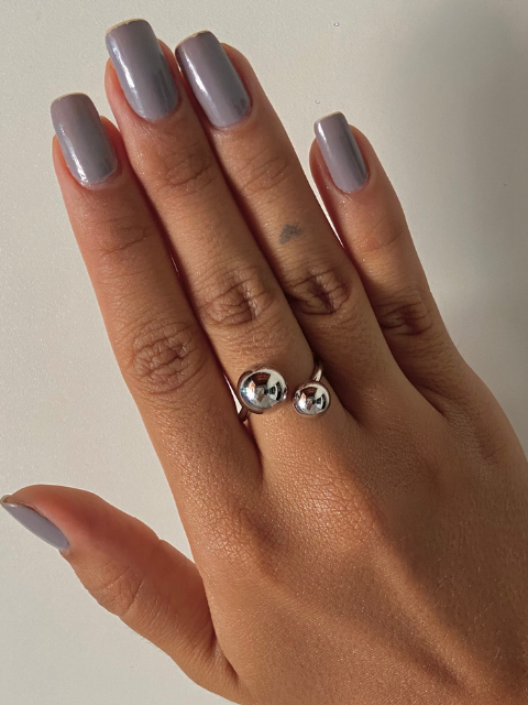 Anel Duas Bolas Lisas Regulável