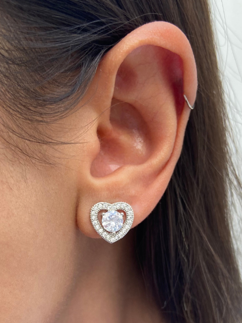 Conjunto Coração Brilhante Zircônia