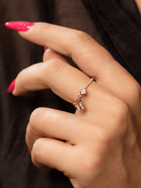 Anel Sólitario Inspiração Capodarte Borboleta Cravejada