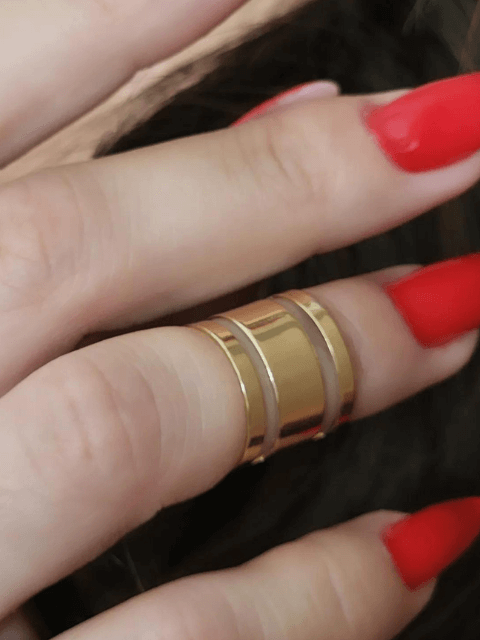 Anel Falange Aro Três Fileiras Liso Regulável