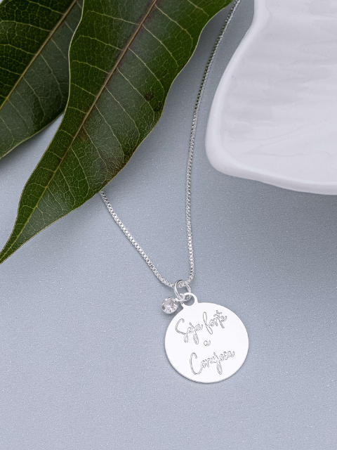 Colar Seja forte e Corajosa com Ponto de Luz