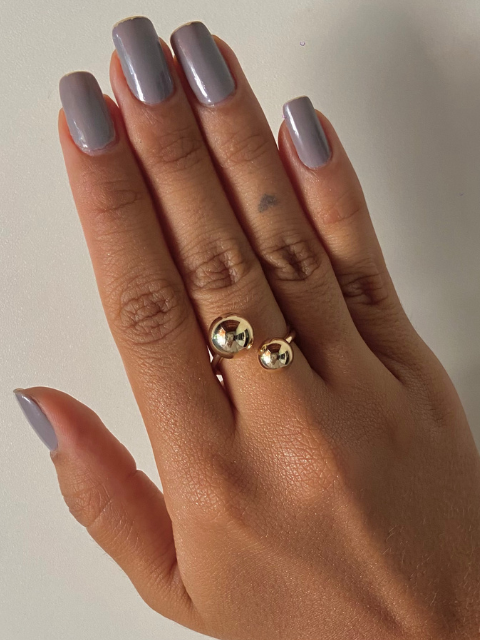 Anel Duas Bolas Lisas Regulável