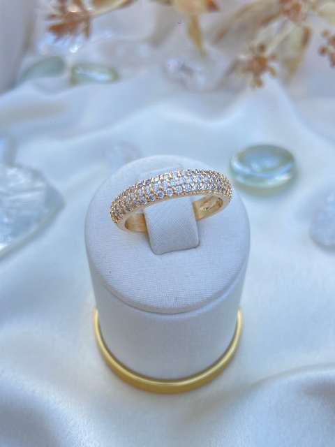 Anel Cravejado Zircônia