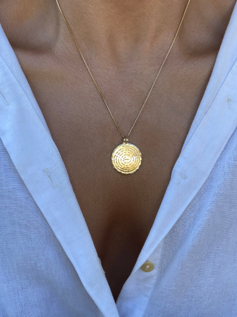 Colar Mandala Pai Nosso Ouro 18k