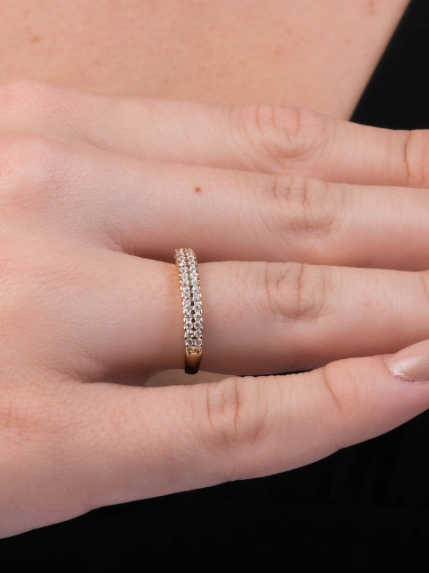 Anel Aparador Zircônia Duas Fileiras