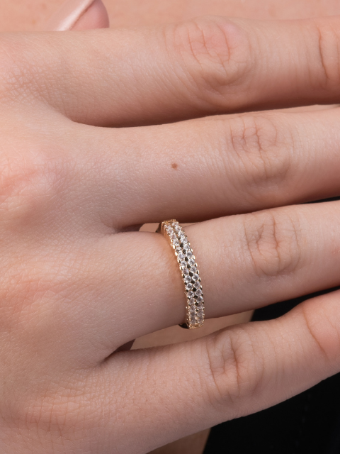 Anel Aparador Zircônia Duas Fileiras