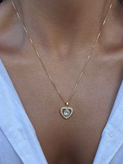 Conjunto Coração Brilhante Zircônia