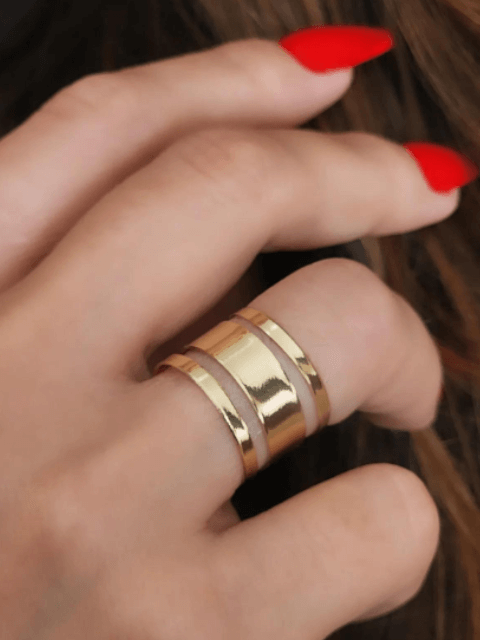 Anel Aro Três Fileiras Liso Regulável