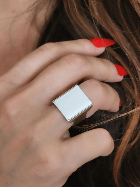 Anel Quadrado Regulável Liso