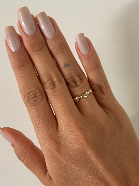 Anel Corações Liso Ouro 18k
