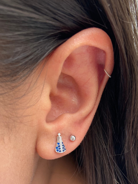 Conjunto Nossa Senhora Azul Pequeno Ródio Branco