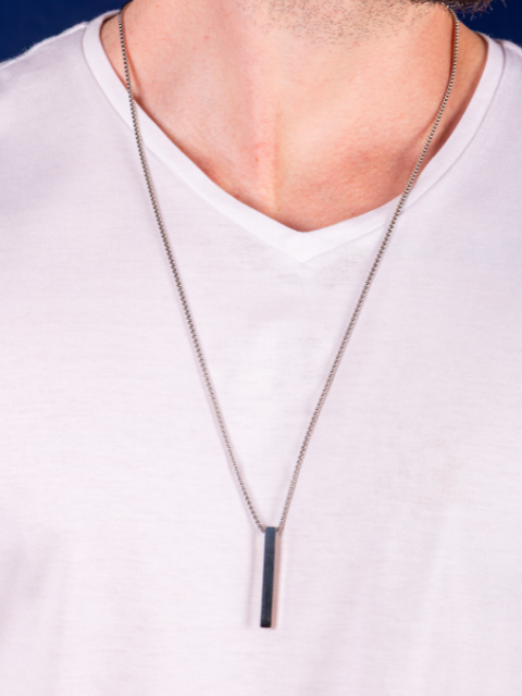 Corrente Masculina com Pingente Palito Aço Inox