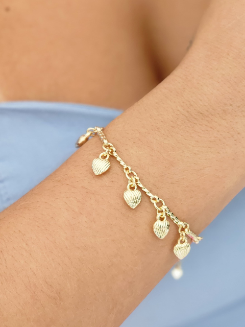 Pulseira Corações Detalhados