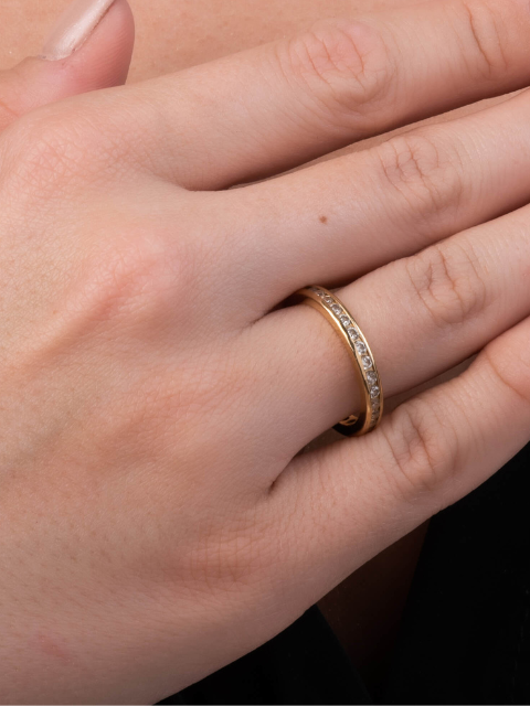 Anel Aparador Todo Cravejado Em Zircônia Ouro 18k