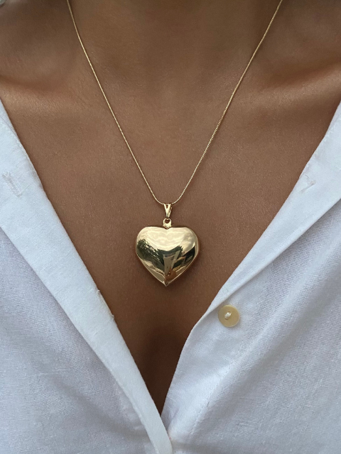 Colar Coração Grande Liso