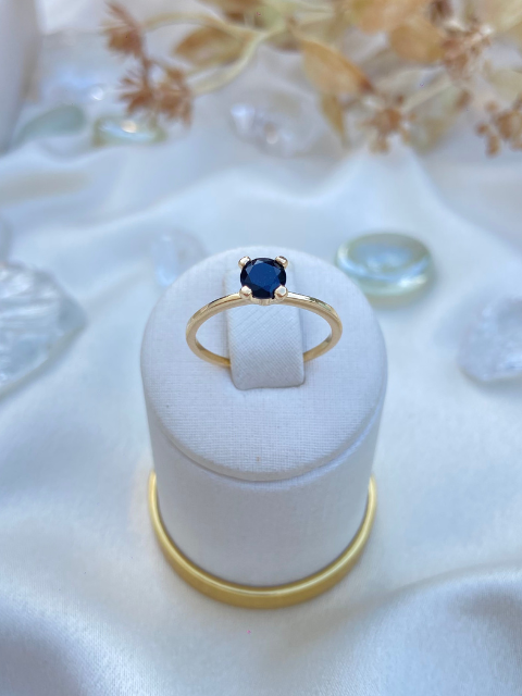 Anel Solitário Delicado Zircônia Ônix