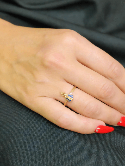 Anel Nossa Senhora Aparecida Azul Ouro 18k