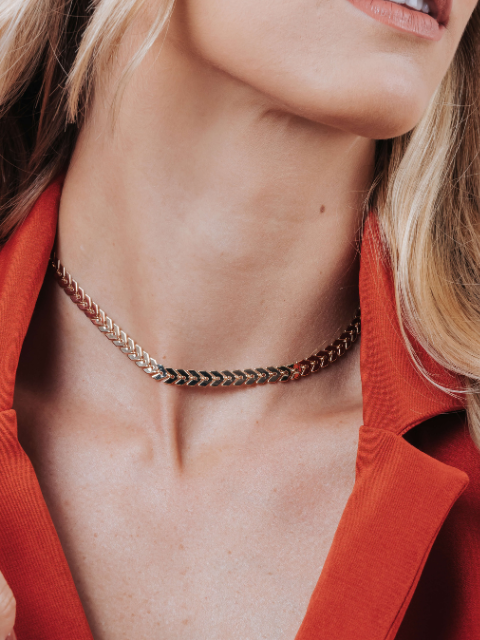 Colar Choker Escamas Liso