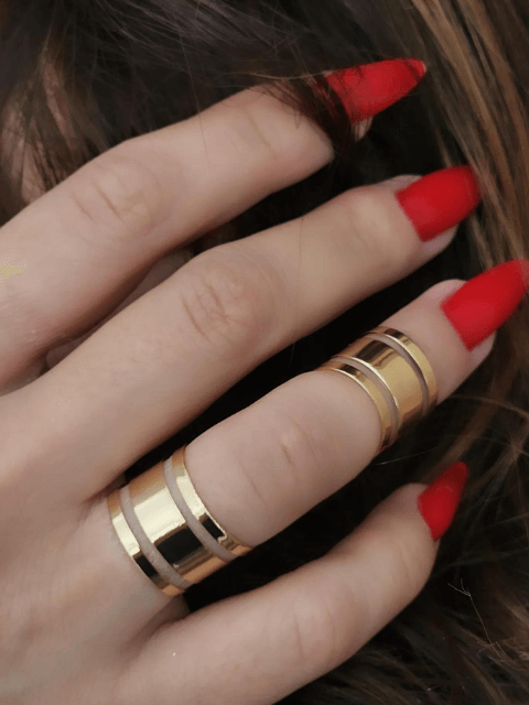 Anel Falange Aro Três Fileiras Liso Regulável