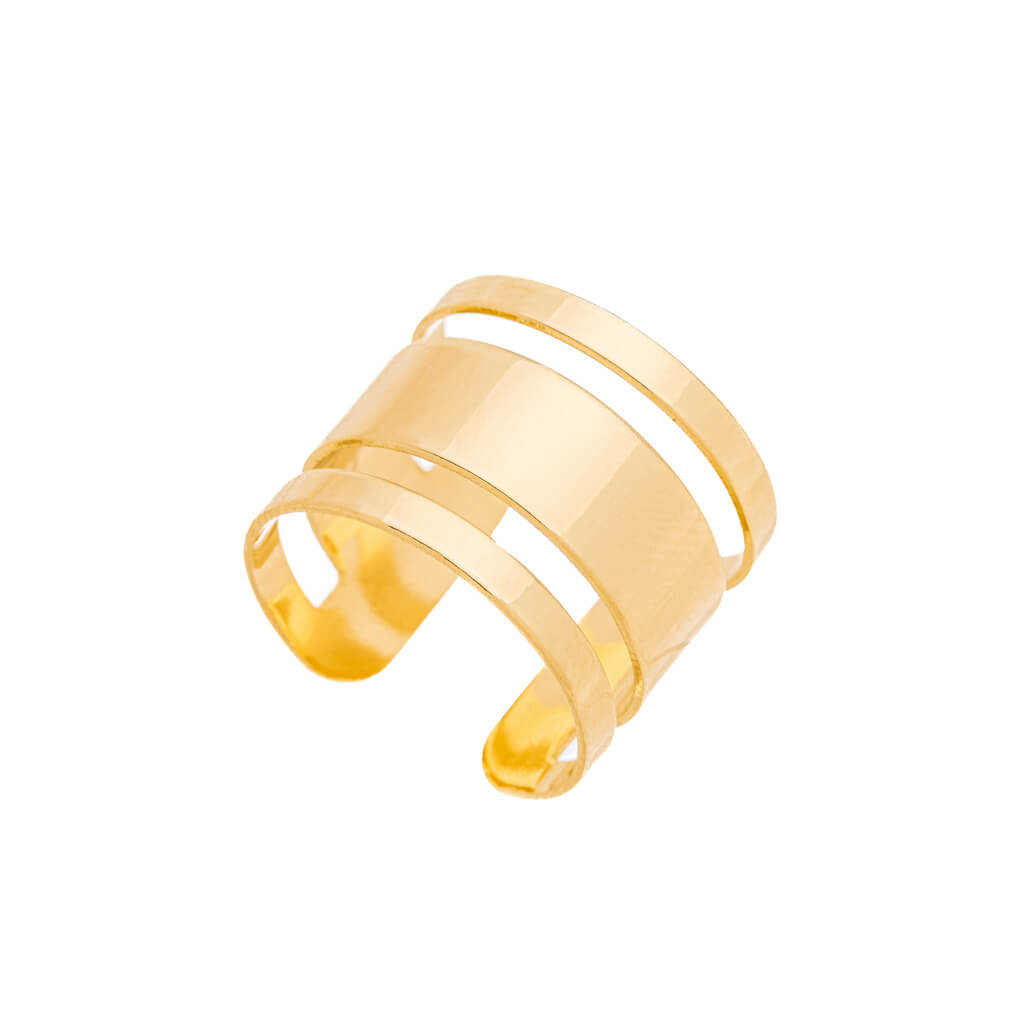 Anel Falange Aro Três Fileiras Liso Regulável