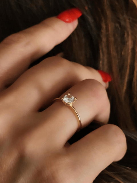 Anel Solitário Delicado Zircônia Cristal