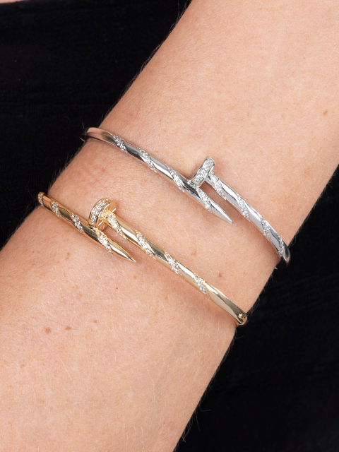 Bracelete Prego Inspiração Cartier Cravejado