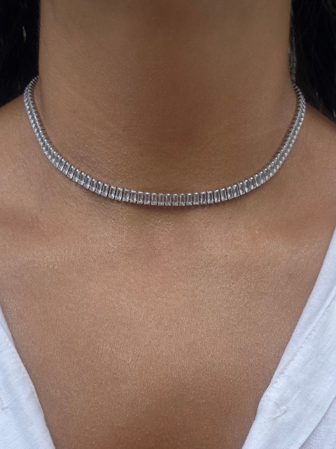 Colar Riviera Baguete Zircônias