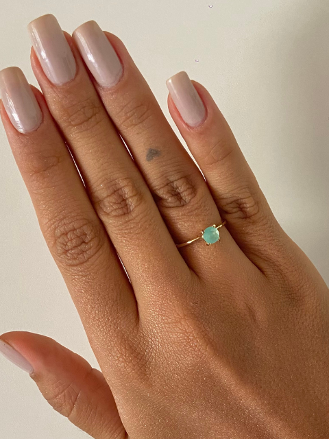 Anel Solitário Delicado Zircônia Turquesa