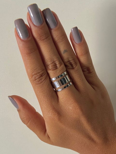 Anel Aro Três Fileiras Liso Regulável