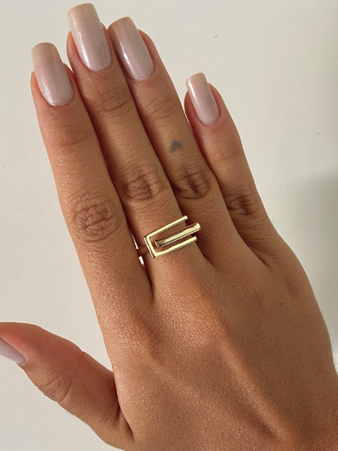 Anel Retangular Vazado Regulável