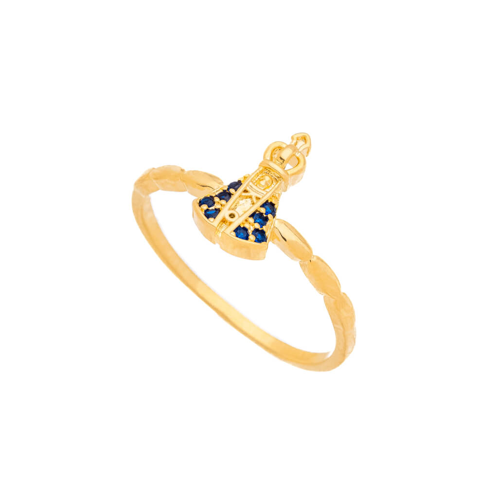 Anel Nossa Senhora Aparecida Azul Ouro 18k