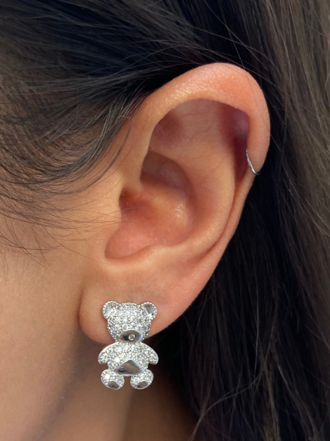 Brinco Urso Cravejado Zircônia