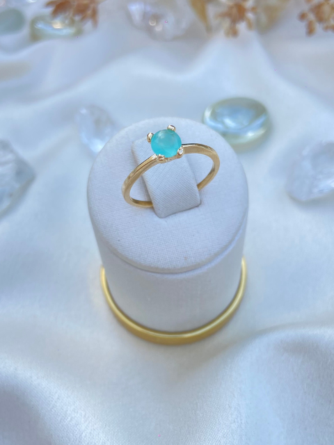 Anel Solitário Delicado Zircônia Turquesa