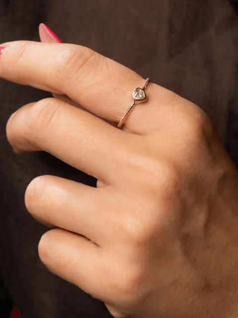 Anel Coração Solitário Inspiração Pandora