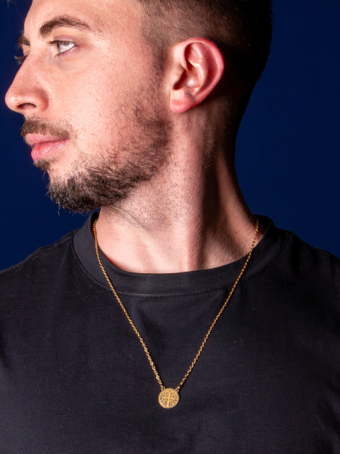 Escapulário São Bento Aço Inox Ouro