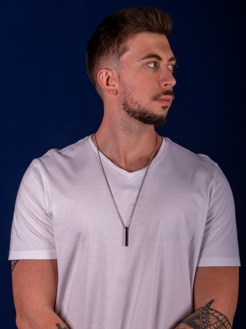 Corrente Masculina com Pingente Palito Aço Inox