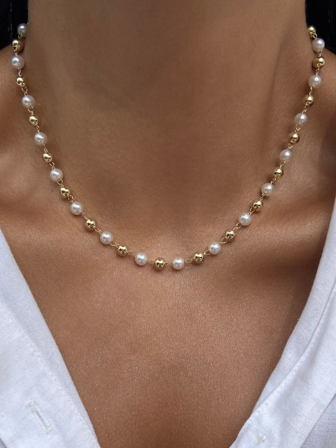 Choker Bolinhas E Pérolas