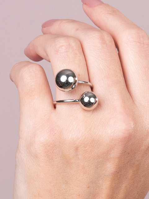 Anel Duas Bolas Lisas Regulável