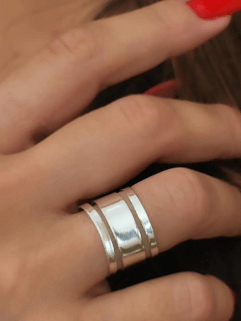 Anel Aro Três Fileiras Liso Regulável