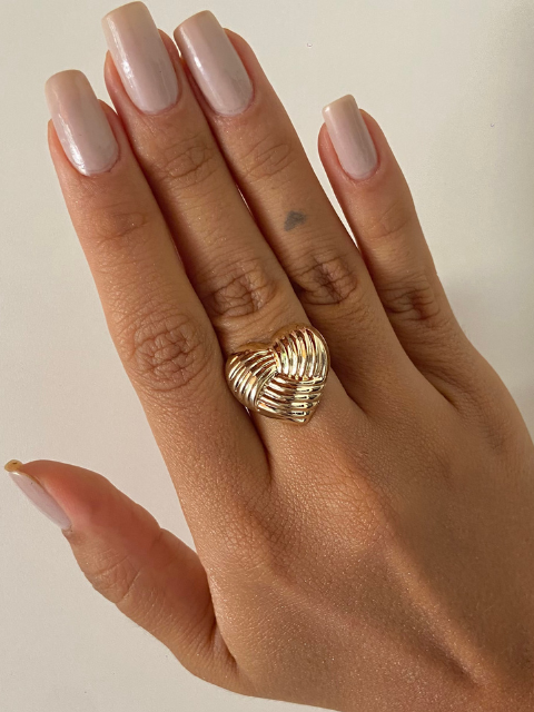 Anel Coração Detalhado Regulável