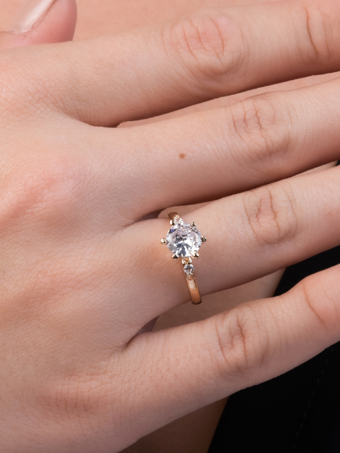 Anel Solitário Cristal Zircônia Ouro 18k