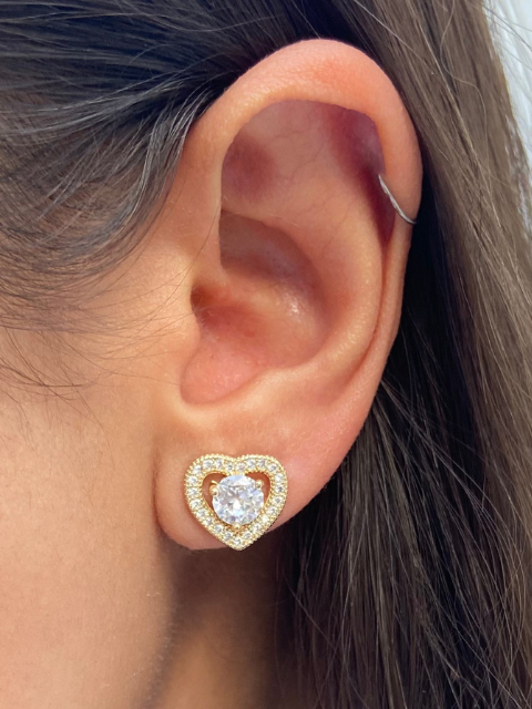 Conjunto Coração Brilhante Zircônia