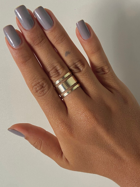 Anel Aro Três Fileiras Liso Regulável