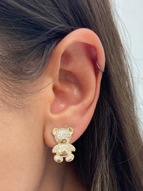 Brinco Urso Cravejado Zircônia