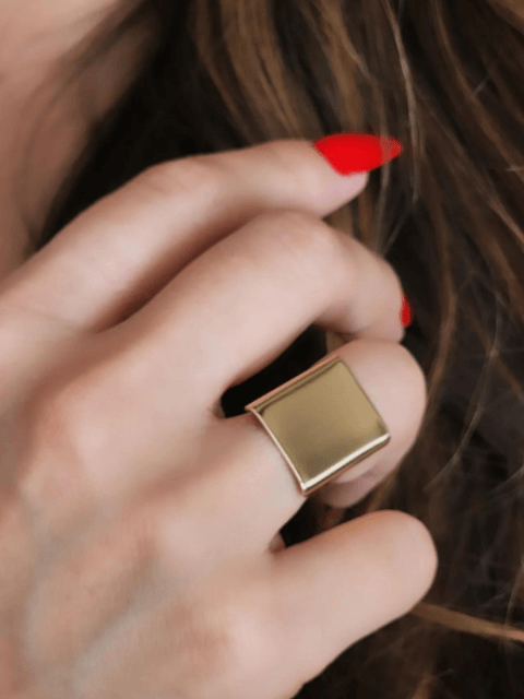 Anel Quadrado Regulável Liso